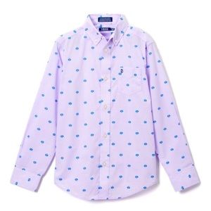 Izod Purple Gingham Crab Button Down Shirt NWT